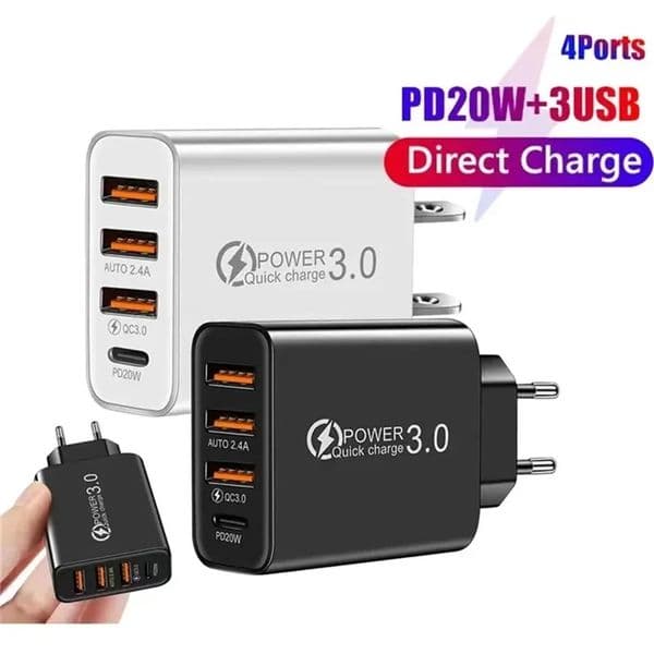 30W USB C Charger Fast Charge Charger PD TypeC Quick Charge3.0 Wall Power Adapter for iPhone 16 15 14 13 12 11 Plus Pro Max Xiaomi Samsung Huawei Phone Charger