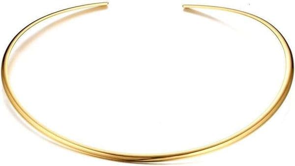 Jewelry Fashion Trendy Must-have Stainless Steel Gold Plated Metal Plain Cuff Chocker Collar Necklace for Women