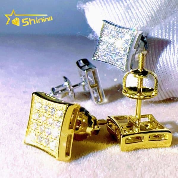 Lab Diamond Jewelry Silver 925 Vvs Moissanite Diamond Hip Hop Jewelry Iced Out Diamond Stud Earrings