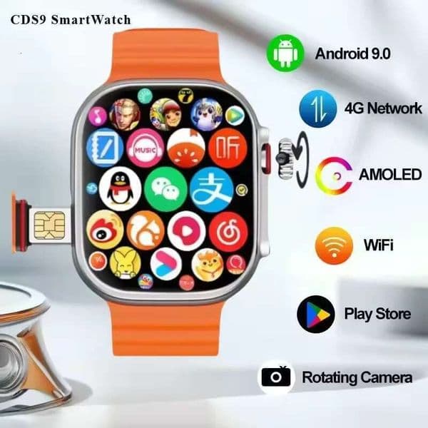 CDS9 Smartwatch 4G Rotary Pull Camera GPS WIFI Heart Rate Tracker 256GB storage Download app Sports Watch