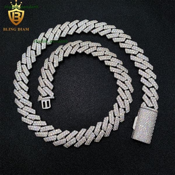 13mm Miami Hip Hop Jewelry Necklace 925 Sterling Silver Moissanite Cuban Link Chain Iced Out Gra Certificate