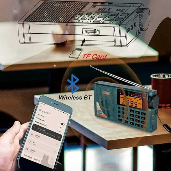 RD239 Air Radio VHF/AM/FM/shortwave/Weather Bands Transistor with Bluetooth/TF Card/FlashlightKey Backlight Digital Record X250505