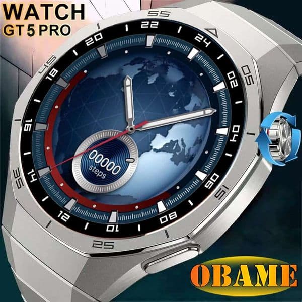 2025 GT5 PRO Smart Watch Men Titanium strap 1.52 AMOLED HD Screen Compass Bluetooth Call GPS NFC Heart rate SmartWatches