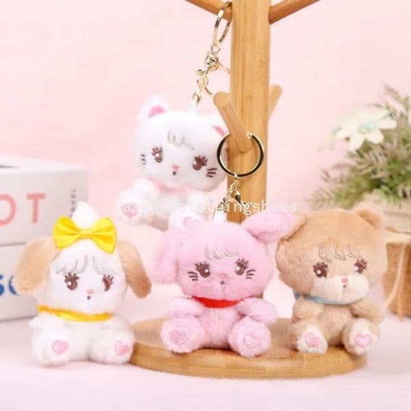 Plush Animal Pendant Cute Small Accessories Cat Doll Pendant Doll Backpack Dog Doll Keychain