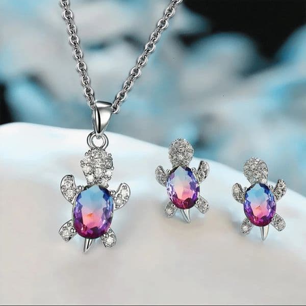 Xinghe Fashion Turtle Earrings Necklace Set for Women's Niche Design Animal Jewelry