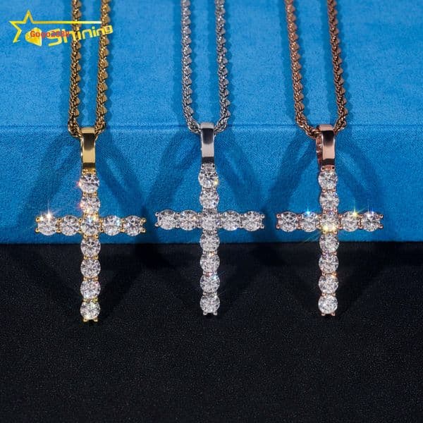 New Arrivals Spark Moissanite Cross Pendant 925 Sterling Silver 18K Gold Plated Diamonds Pendant Fine Jewelry Necklaces