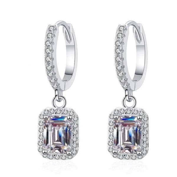 Wholesale Fine Jewelry 2CT Radiant Cut Moissanite Fashion Stud Earrings Sterling Sier with GRA Certificate