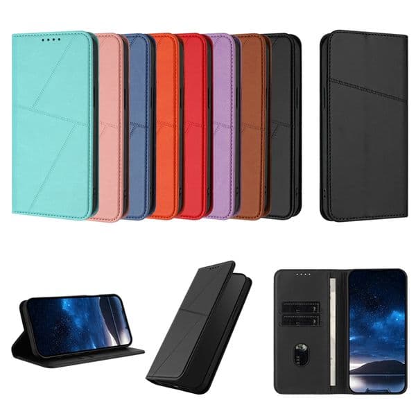 Magnetic Closure Suck PU Leather Wallet Cases For Iphone 17 Air 16E 16 Plus 15 Pro Max 14 13 12 11 XS XR 8 7 Vertical Line Magnet Credit ID Card Slot Holder