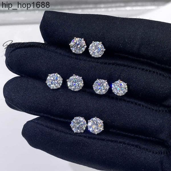 High Quality Custom 10K14K Solid Gold 1CT 2CT VVS Moissanite Stud Earrings Single Stone Women Earrings With Gra Certificate
