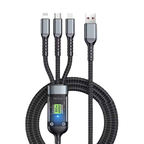 3-in-1 100W Night Light Universal Mobile USB Type-C Cable/Android Charging Cable