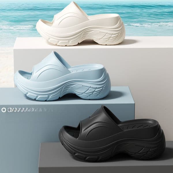 Summer with high and thick soles, EVA anti slip outer wear, height increasing slippers, women's slippers