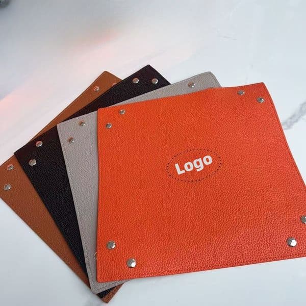 Square designer orange/black leather tray solid color foyer key storage miscellaneous items desktop candy box