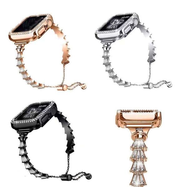 Suitable Apple metal strap, Applewatch stainless steel crown iWatch with dias, universal strap for generations 1-9