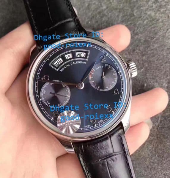 Top Mens Automatic Cal 52850 Watch Annual Calendar Day Time 503502 Luminous Sport Sapphire Crystal Leather Watches YL Factory Wristwatches