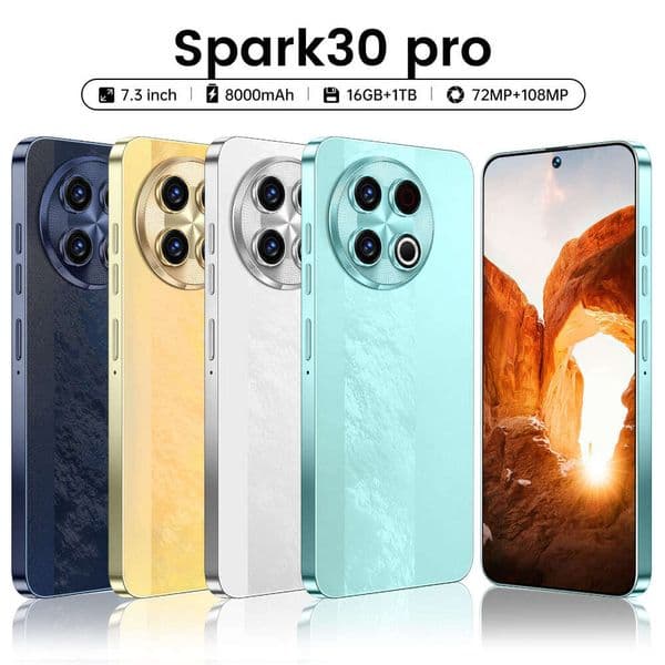 New best-selling mobile phone Spark 30 Pro 16+1TB perforated 7.3-inch screen Unlock Touch Screen Phone Androids Camera Telephone HD Display Face Recognition