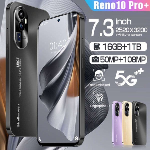 7.3 inch Reno10 Pro+ mobile phone 2+16 high-definition big-screen Android smartphone Unlock Touch Screen Phone Camera Telephone HD Display Face Recognition