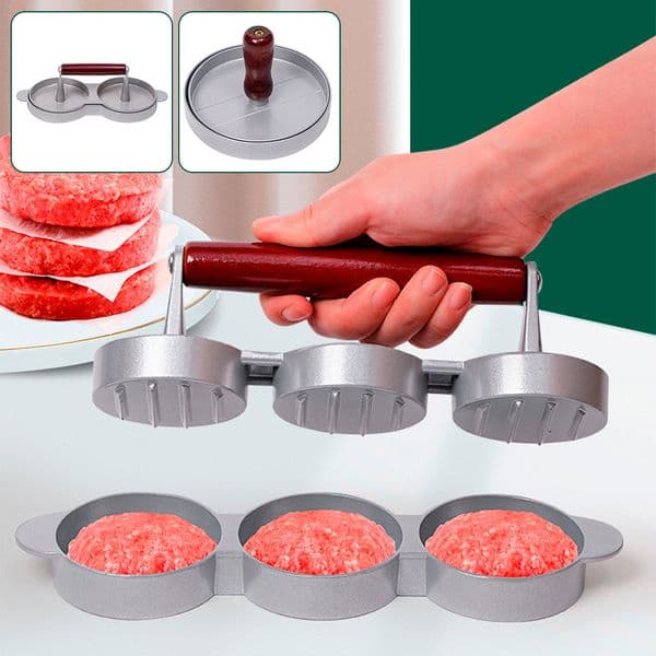 Double Burger Presses Aluminum Non-Stick Burger Meat Patty Press Manual Hamburger Makers Mold Kitchen Meat Patties Making Tool