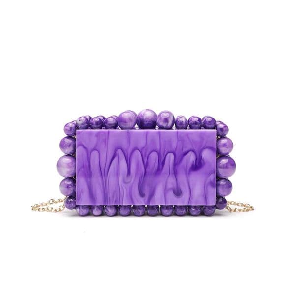 High Quality Designer Bags Marble Acrylic Clutch Bag With Beaded Strap - Candy Color Shoulder Crossbody Purse, Trendy Women's Wedding Party Evening Handbag Luxury Bag