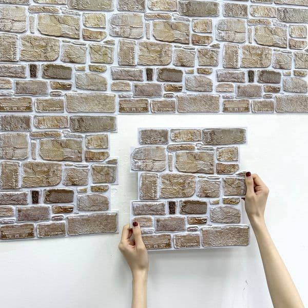 3D Faux Stone Wall Panels, Self-adhesive Tile Stickers for Living Room, Fireplace Surrounded, Water and Mold Resistant, 30x30cm