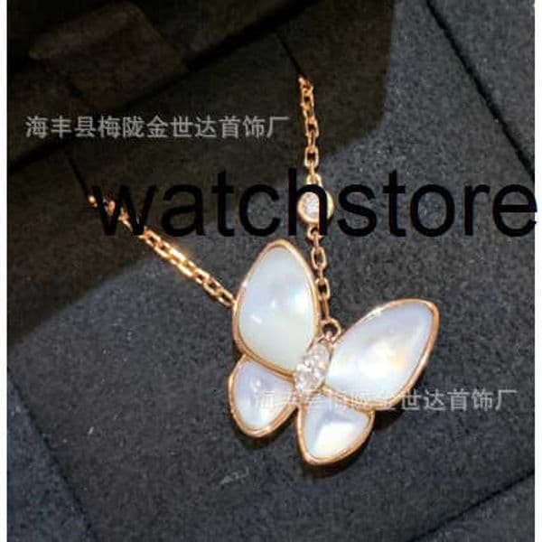 Clover brand designer Necklace Premium Full Diamond Butterfly Necklace in Womens Pure Silver Plated with 18K Rose Gold Lock Bone Chain White Beimu Simple Ligh