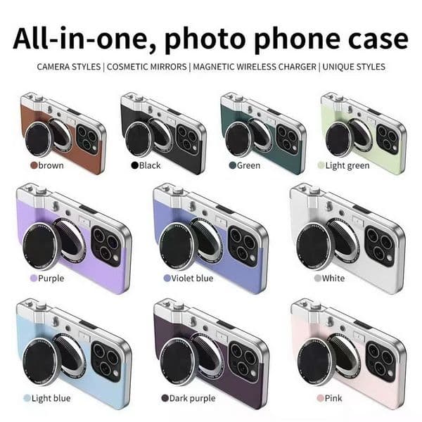 Retro Magnetic Multifunctional Bluetooth Camera Phone Case For iPhone 16 15 14 13 12 11 Pro Max Cosmetic Mirror Shockproof Cover