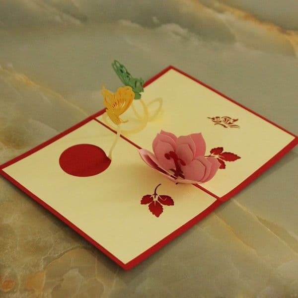 2025 Wholesale- Party flower Invitation Card handmade decoration flower Invitation Delicate Carved Pattern invitation de mariage 3D paper craft