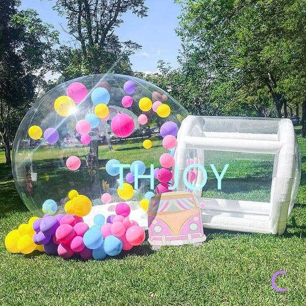 Free shipping outdoor activities 4 diameter+1.2m tunnel clear bubble house wedding party inflatable globe camping tent