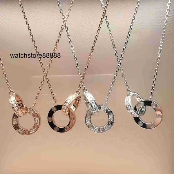 Brand C style designer Necklace High version Double Ring Necklace Full Sky Star Necklace Full Diamond Necklace CNC Valentines Day Gift Light Luxury Collar Chain