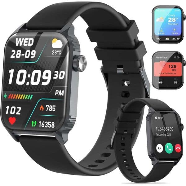 TRAUSI Smart Watches Women Men, 1.83" HD Smartwatch with 120 Sports Modes, Heart Rate/Sleep Monitor, IP67 Waterproof, Bluetooth Call & Music Control for