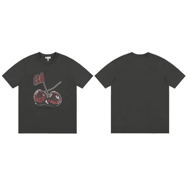 CX326Amb Casual T-shirts Men Women pullover Cherry letter printed short sleeve jumper loose Size Clothing Summer T-shirt Multi-color Breathable
