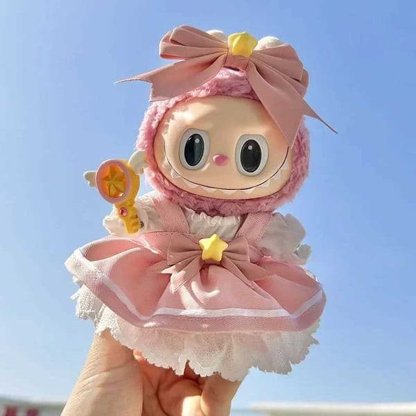 17cm Cute Labubu Clothes Accessories for Korea Kpop Exo Labubu Idol Dolls Magical Girl Skirt Doll Clothes Clothing Fans Overalls X250526