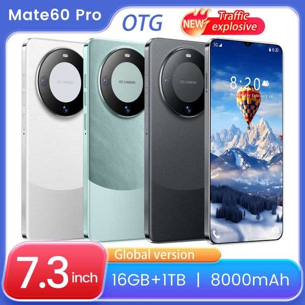 mate60Pro New Android 8.1 Smartphone 2+16 Integrated Machine 7.3in chAndroid all-in-one 16+1TB mobile phone comes with headphones + phone case