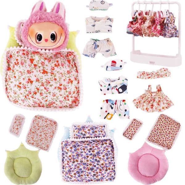 Doll Bedding Furniture For labubu 17cm Plush Doll Clothes Accessories Girls Toys Birthday Christmas Gift X250526