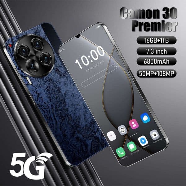 C30 Smart True 4G Large Screen 16+1T Mobile Phone 7.3HD+ display, 50MP+108MP camera, fingerprint and facial recognition, comes with headphones + phone case
