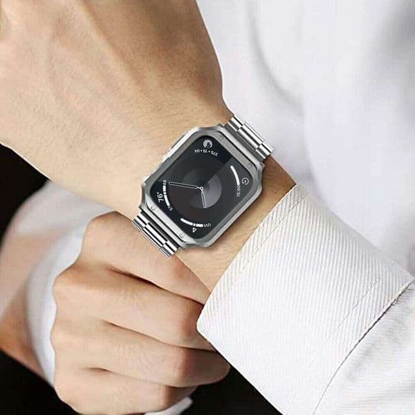 Compatible with Watch Metal 49mm 46mm 45mm 44mm 42mm 41mm 40mm 38mm Stainless Steel Band Mens Sports Wristband and TPU Soft Case for iWatch Ultra SE Z260603
