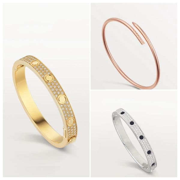 Luxury Designer Bracelet 18k Rose Gold Sterling Silver with Diamonds for Unisex Wearing