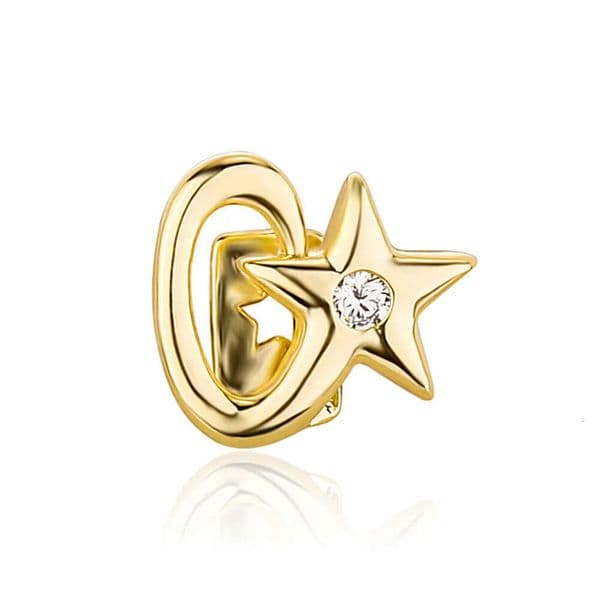 18K Gold Sing Grillz Braces Hip Hop Iced Cubic Zirconia Pentagram Teeth Dental Mouth Fang Grills Tooth Cap Halloween Party Vampire Rapper Body Jewelry