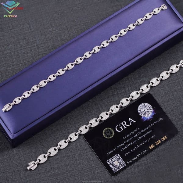 VVS Mossanite Cuban Link Chain for Men 8mm 6mm Width Hip Hop Necklace Jewelry 925 Solid Silver Bracelet