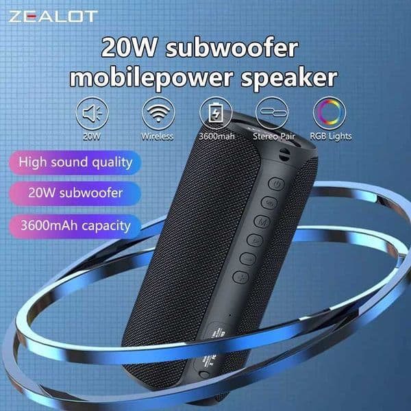 Zealot S32 MAX Outdoor Portable Subwoofer Wireless SpeakerWaterproof IPX 5Dual Pairing 3600mAh Battery M251201