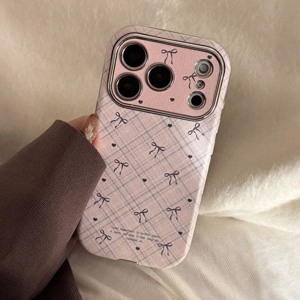 Phone case designer Suitable for Apple 17 Pro max phone case iPhone 16 leather checkered bow 15 retro design 13 soft free shipping
