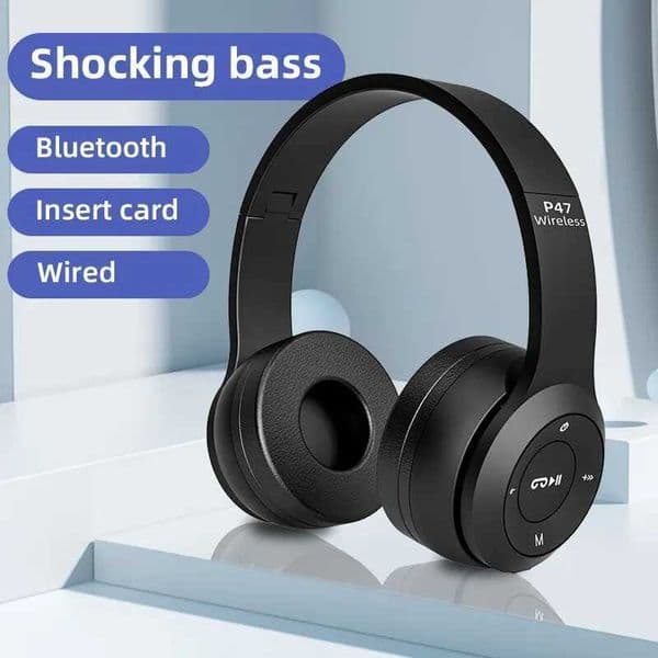 P47 Wireless phones 50 Earphones Foldable HIFI Stereo Bass for Music Gaming Kid Girl Earphone for Smartphone Y251202