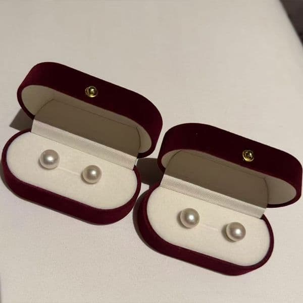 Classic Round White Pearl Stud Earrings Set with Luxury Gift Box Hypoallergenic Elegant Jewelry for Women Wedding Anniversary Birthday Gift