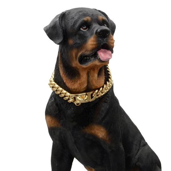 Ybgai Wholesale 14mm Stainless Steel Pet Dog Cuban Chain Collar 18K Gold Dog Necklace Cuban Link Dog Chain Collar