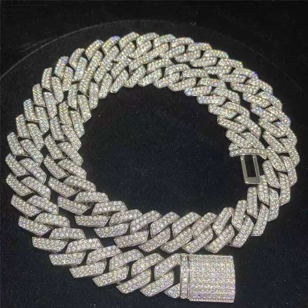 Custom 925 Silver 12mm Necklace Hip Hop Vvs Iced Moissanite Diamond Cuban Chain