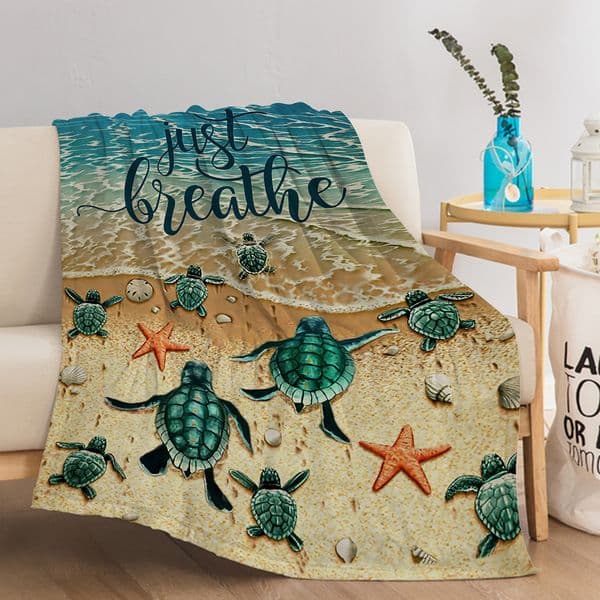 3D Designer Blanket Bestselling Cross-Border Fleece Blanket Featuring Cute Cartoon Sea Turtle Patterns Soft and Cozy Throw for All Ages