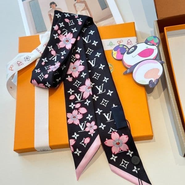 Cherry Print Designer Silk Scarf Fashion Long Handle Bag Neck Scarves Hair Accessories Bundled Ribbons 5X120cm