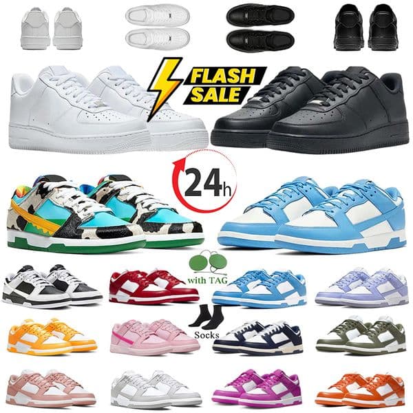 designer shoes Casual Shoes 1'07 running shoes men women triple white black University Blue wheat low wheat mens trainers flat sports sneakers 36-45