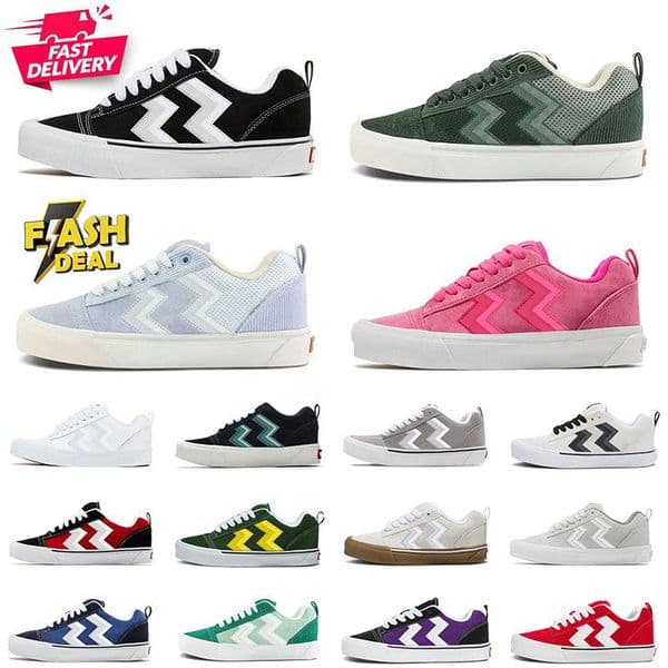 top vanssneakers casual shoes skateboard vanes sneakers knu skool men women canvans designer checkerboard trainers navy green white black shoe for walking dhgate