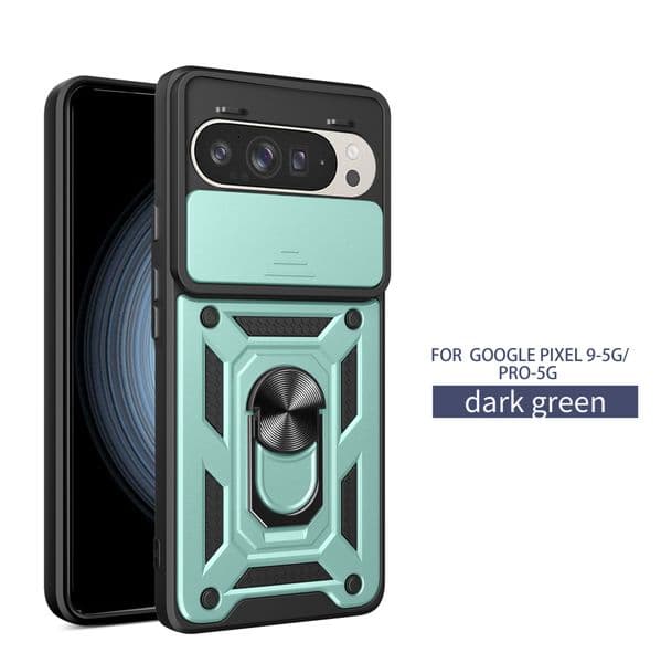 Camera Cases For Google Pixel 10A 9 9A 8 8A 7A 7 6 Pro XL Armor Antishock Sliding Window Phone Protection Ring Stand Shockproof Case