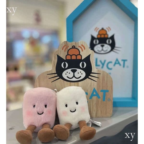 Dolls jellys Cat Pair Of Bag Charm Plush Amuseables Pink And White Marshmallows Soft Toy Marshmallow pendant Doll Gifts